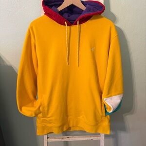 Staple Pigeon Yellow Hoodie with Red and Purple Turquoise Accents Men Size L